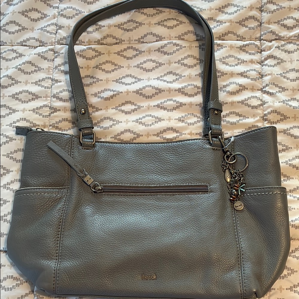 Sak Gray Leather Tote Bag